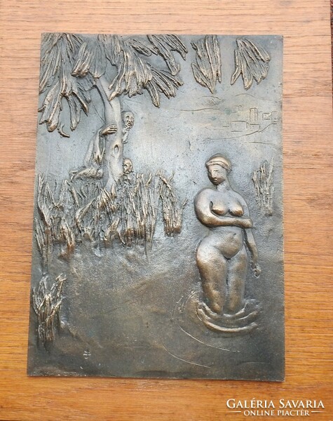 KONYORCSIK JÁNOS : Zsuzsanna és a vének - bronz falikép falapon