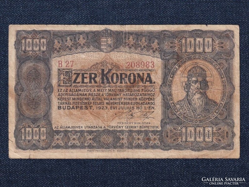Kisméretű Korona államjegyek 1000 Korona bankjegy 1923 (id63155)