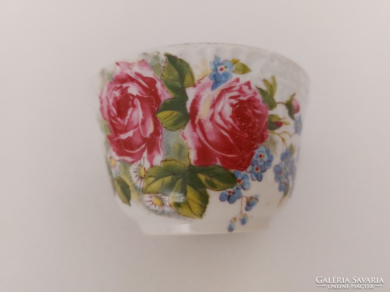 Régi rózsás nefelejcses porcelán csésze népi vintage bögre