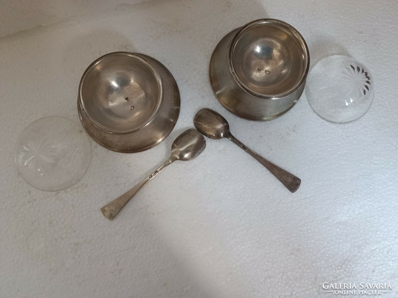 Antique art deco silver fuzertaro pair + spoon