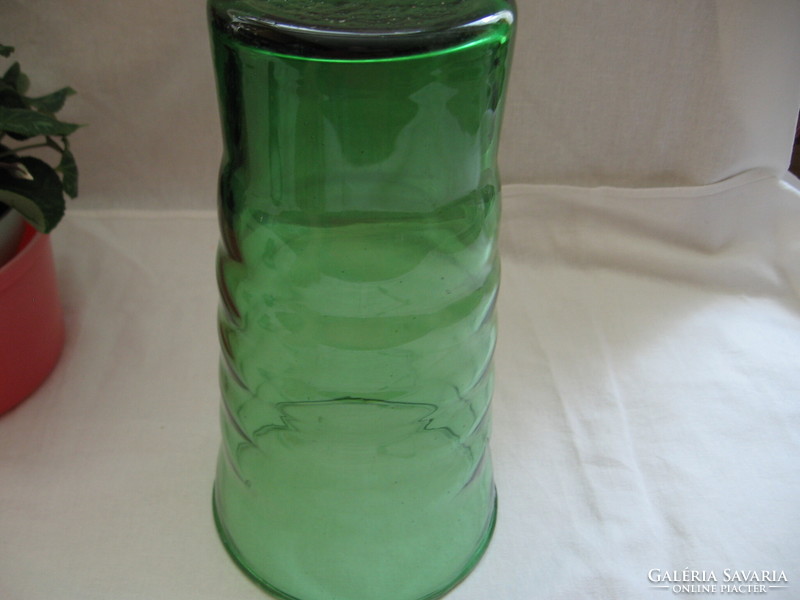 Art deco pine green wavy vase