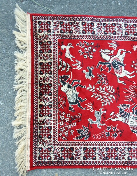 Belgian silk brocade carpet - hunting scene - like new