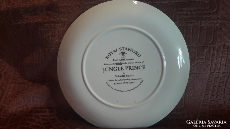 Jaguár kölykös porcelán tányér, dísztányér (L2923)