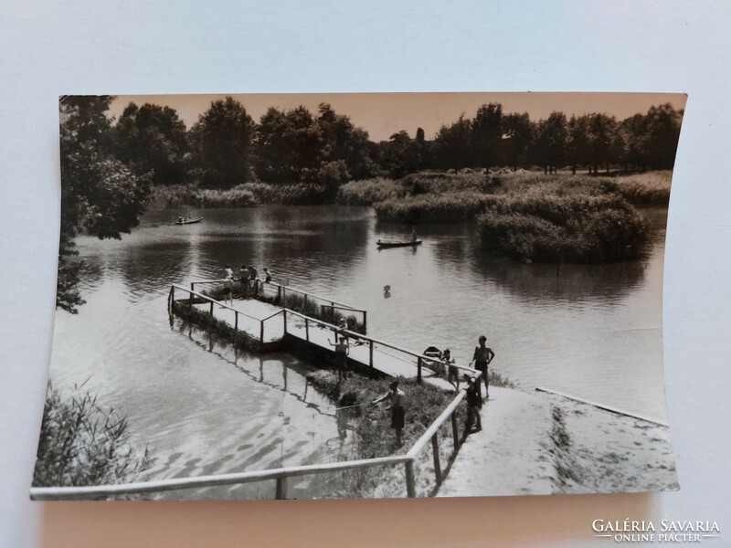 Régi képeslap fotó levelezőlap Gyömrő csónakázó tó