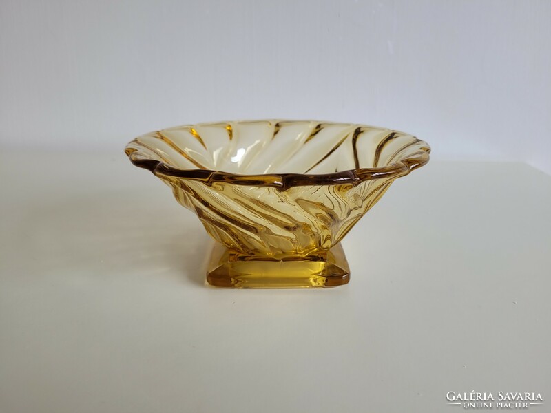 Old retro yellow base glass bowl mid century serving bowl