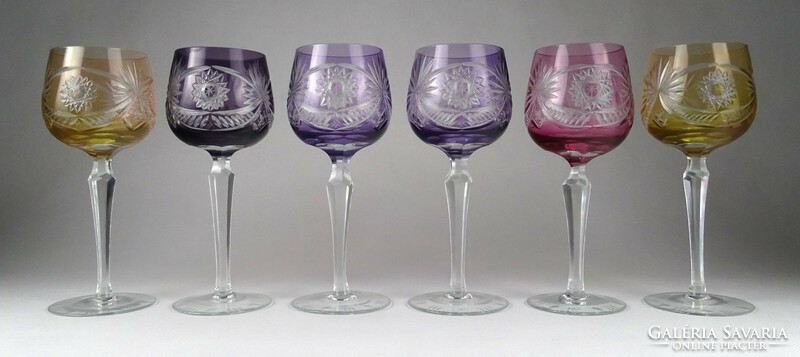 1I248 old crystal glass stemware set of 6 pieces