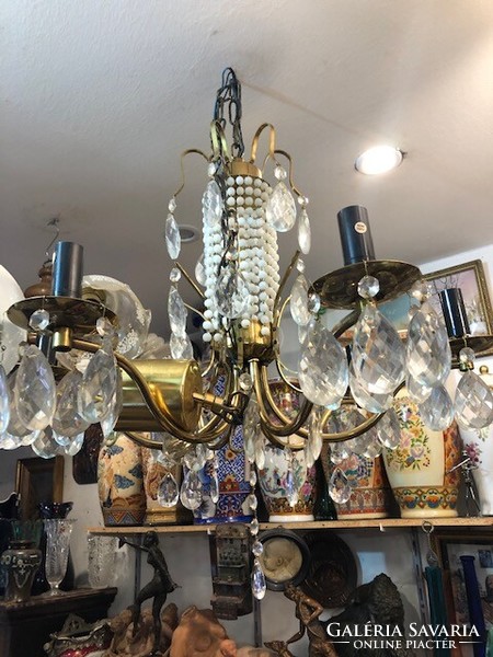 Crystal chandelier, 6 branches, in working condition, for home decoration.