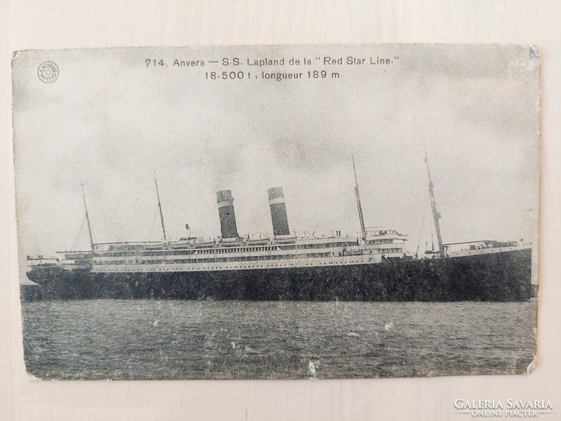 Lapland de la Red Star, 1916, hajó, óceánjáró, régi képeslap
