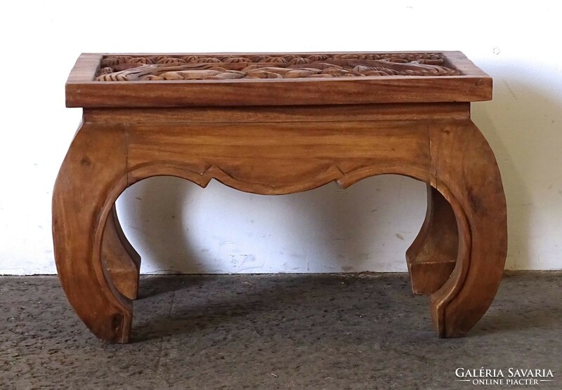 1K327 carved elephant decorative small table made of exotic oriental solid wood 36 x 40 x 60 cm