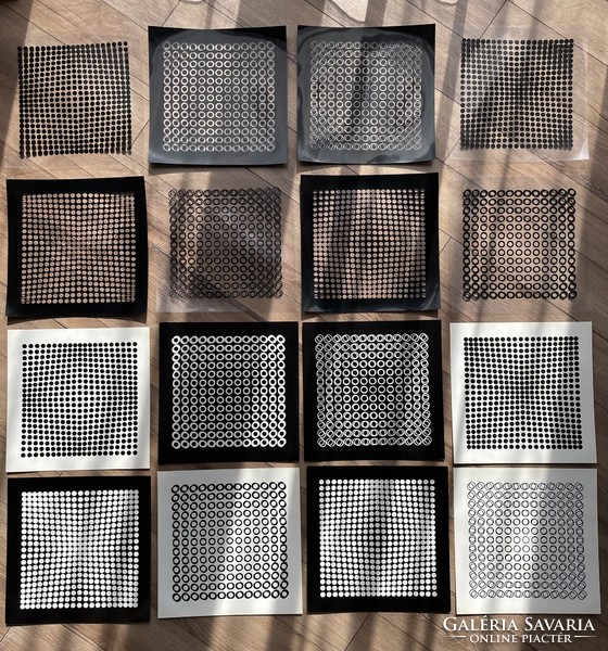 Victor vasarely complete, 16-piece print from the 1971 series with expert paper (plastic foil and paper)