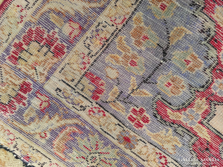 Antik török szőnyeg oroszlán motívum feliratos csomózott kézi csomózású perzsa szőnyeg 5883