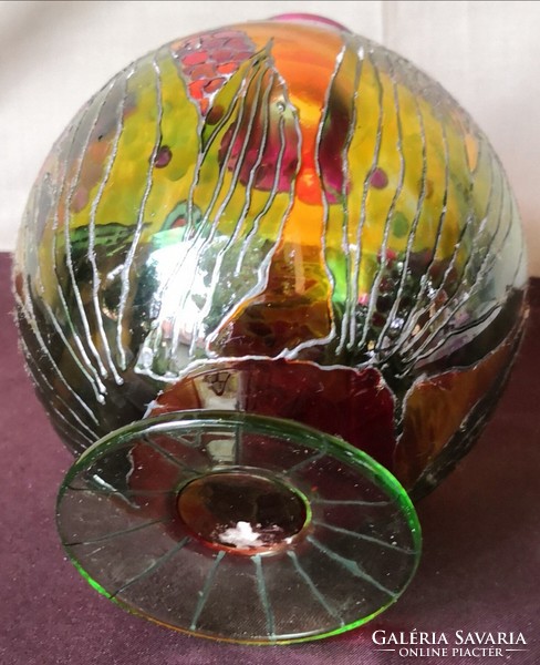 DT/107 - Zománcfestett üveg váza