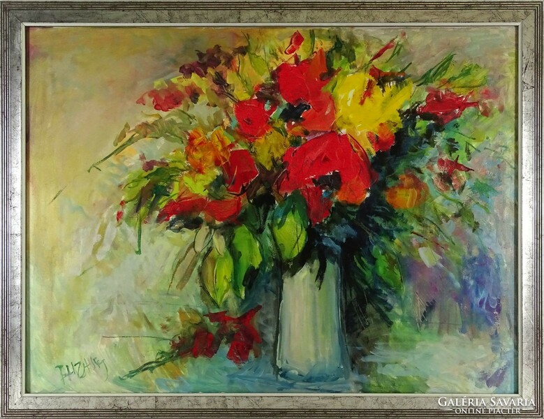 1K343 XX. századi művész : Asztali virágcsendélet vázában