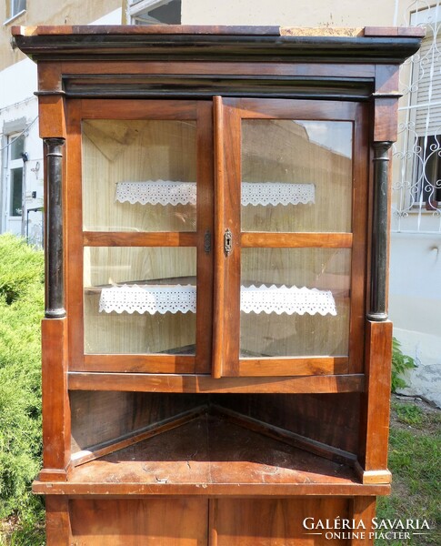 Antique Biedermeier sideboard / corner display case.