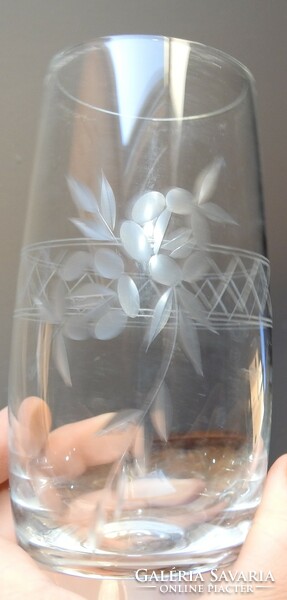 Bohémia virág csiszolt pohár készlet 5 db -os