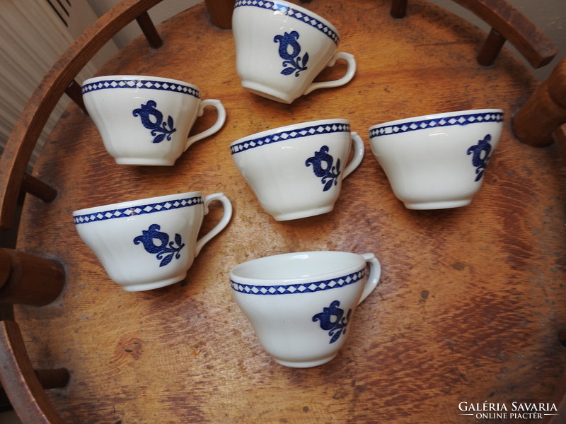 England churchill tea cup set 6 pcs with blue tulip pattern