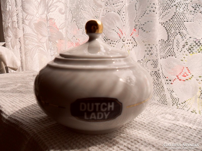Gyűjtői retro Alföldi Porcelán DUTCH LADY bonbonier, cukros