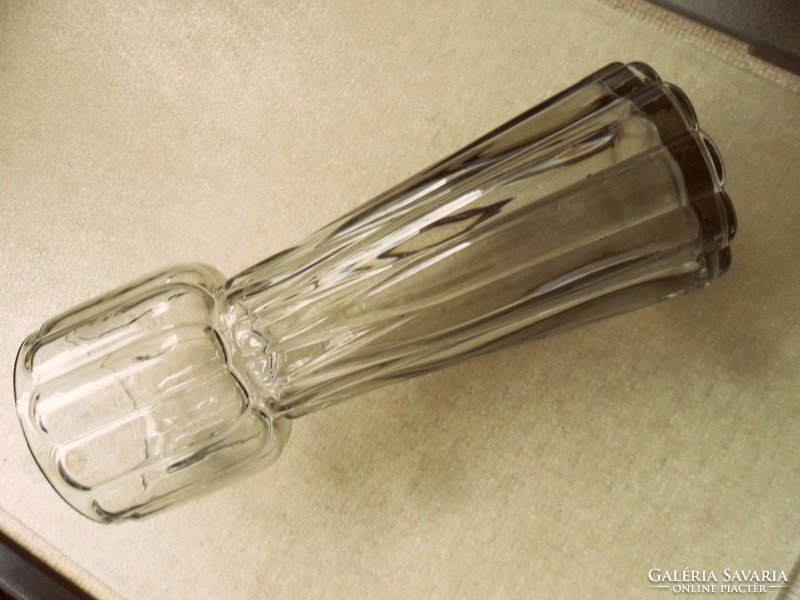 Füst színű kristály art deco váza, mécses tartó