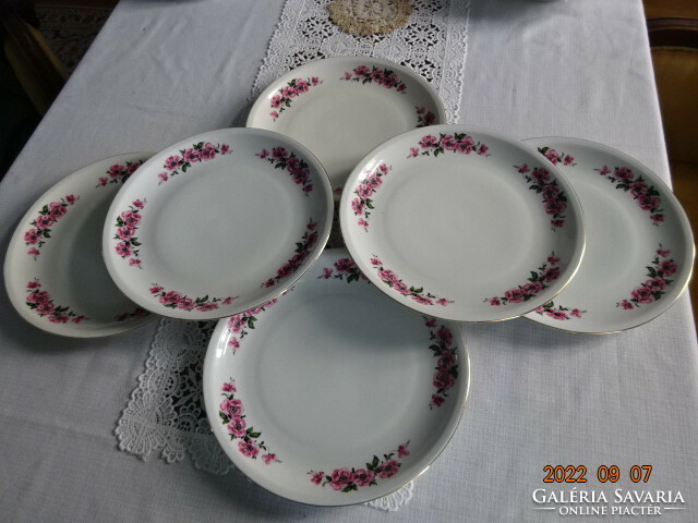 Alföldi porcelain flat plate, rose pattern, six pieces for sale. He has! Jokai.