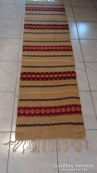 Old hand-woven wool rug from Toronto, 52 x 180 cm + 8-8 cm fringe,