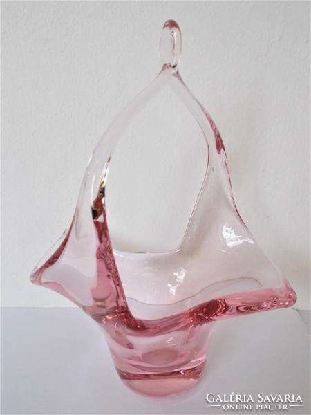 Jan Beranek / Bohemia / kínáló üveg kosárka 1960-as évek