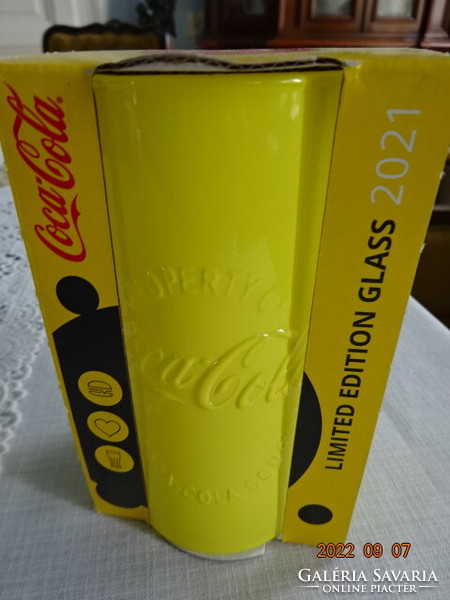 Coca Cola - sárga üvegpohár, magassága 13,5 cm. McDonald's'. Vanneki!  Jókai!