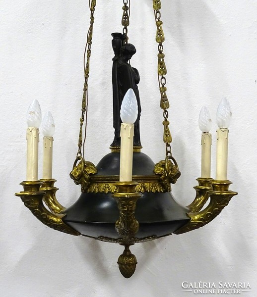 1K361 antique six-arm sculptural empire chandelier with a lion's head 100 x 55 cm approx: piece from around 1830-40
