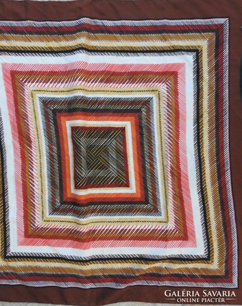Modern striped scarf with brown border - striebzig