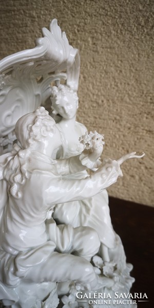 Antik gyönyörű AltWien porcelán páros nagy méretű Barokk jelenet
