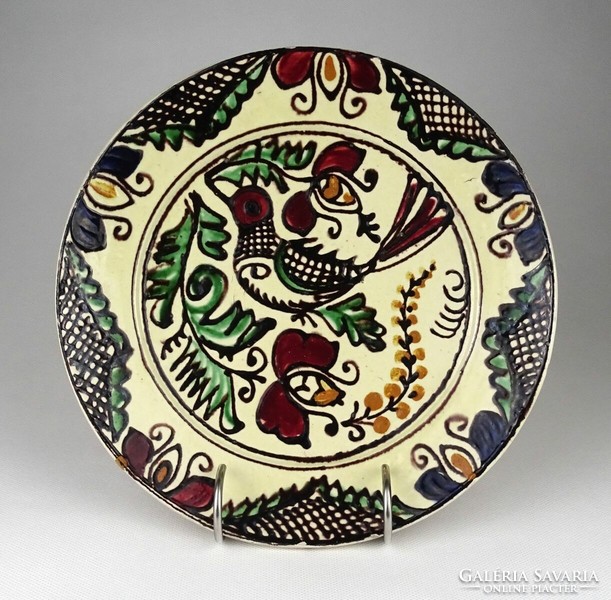 1K232 old Korund earthenware plate with birds 24 cm