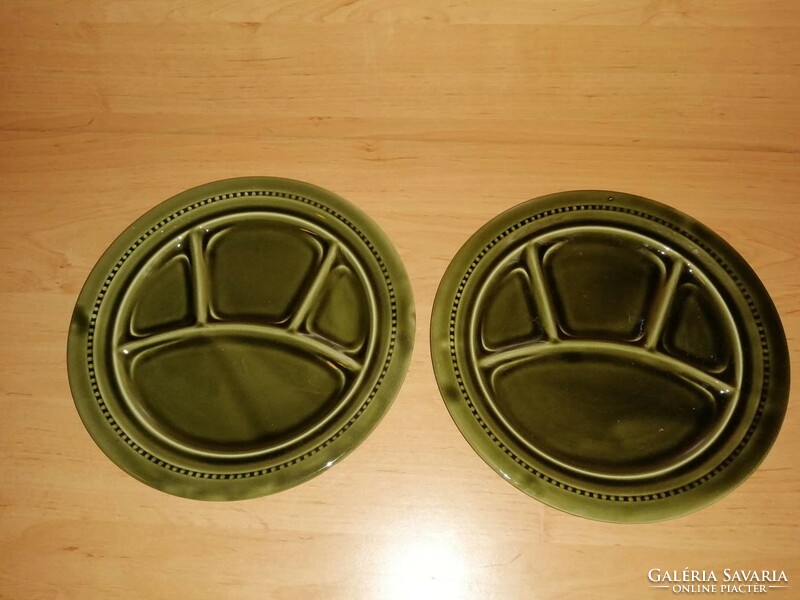 Glazed ceramic split olive green plate in a pair 24 cm (2p)