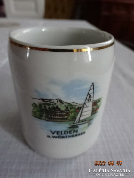 Német porcelán Ausztria, Velden feliratú emlék korsó. Vanneki!