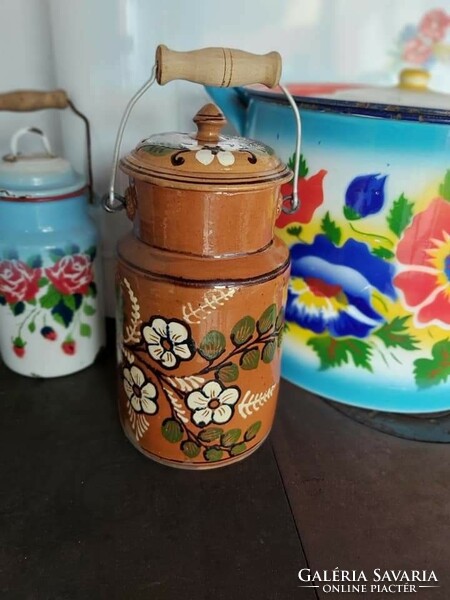 Beautiful rare ceramic milk jug jug collectible beauty village peasant decoration