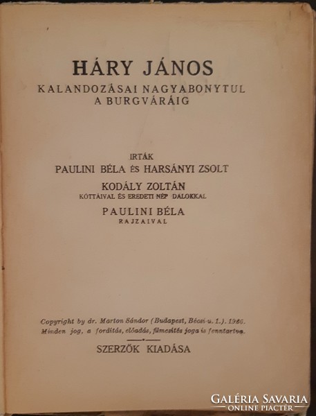 Béla Paulini - Zsolt Harsányi: János Háry