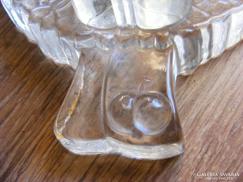Apple-decorated thick glass candle holder