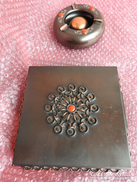 Art copper/bronze ashtray and gift box