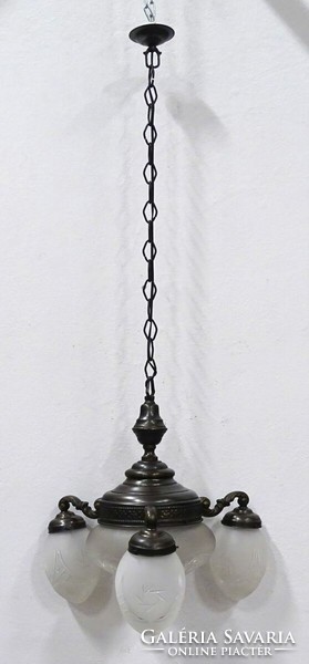 1K384 Régi háromkaros bronz csillár 118 x 50 cm