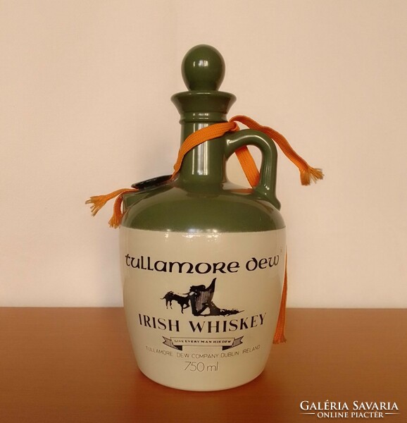 Régi Tullamore Dew ír whiskey kerámia italos palack korsó dugóval, pecséttel, 80-as évek, hibátlan
