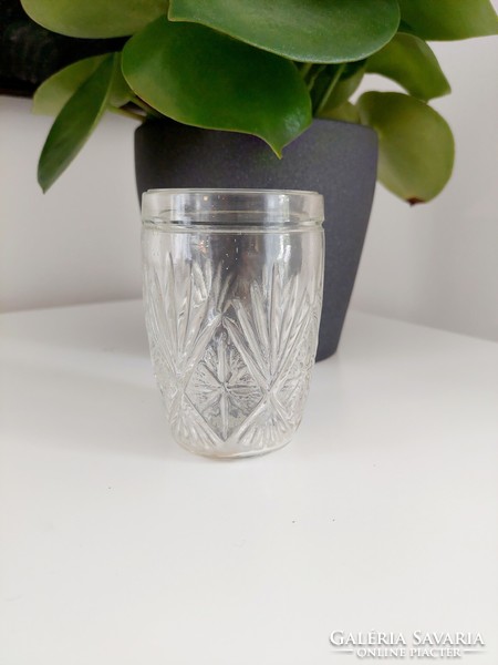 Antique thick-walled glass, water glass, with a nice pattern