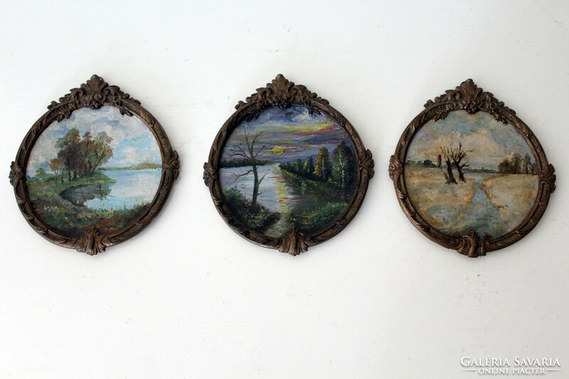 3 miniature landscape paintings