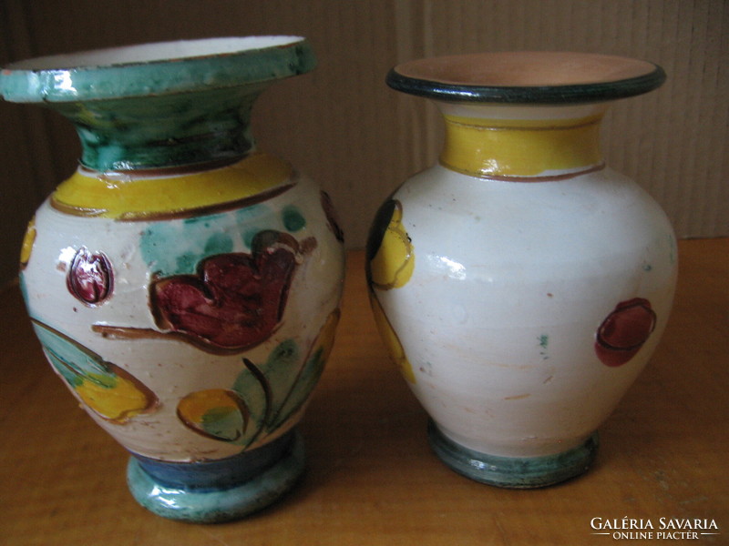 2 Italian, Tuscan hand-painted flower vases