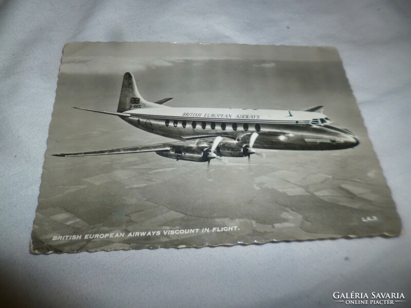 Old British Airways propeller plane postcard