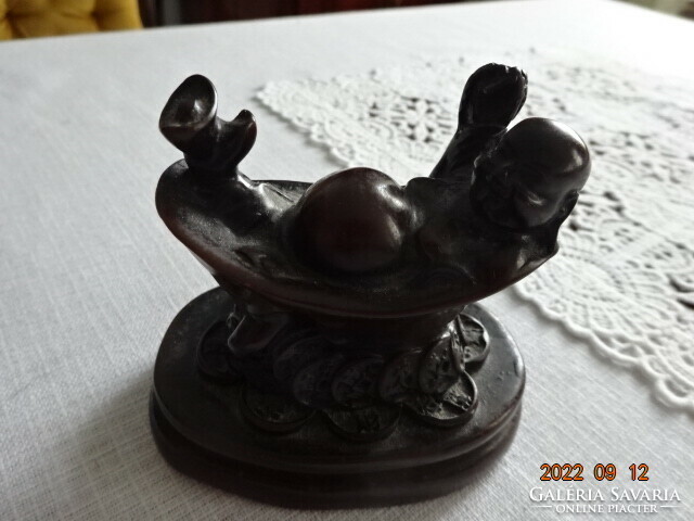 Alabástrom szobor, fürdőző buddha, magassága 7,5 cm. Vanneki!