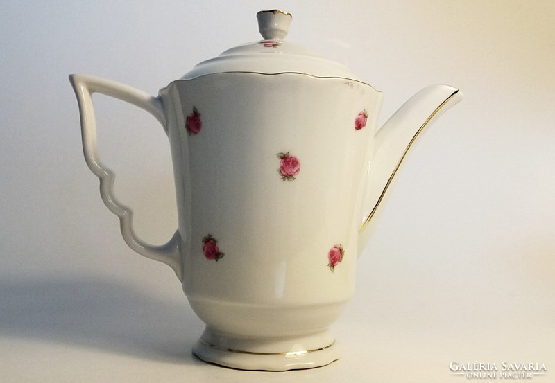 Old Zsolnay porcelain rose pattern coffee pot pouring sugar holder 2 pcs