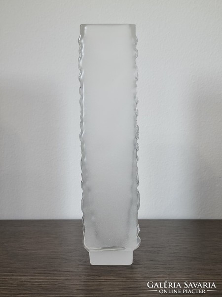 Gral Glashütte minimalista üveg blokkváza  -Emil Funke design,ritka darab a  '60-es évekből
