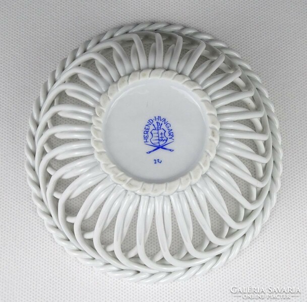 1K403 Rothschild mintás áttört fonott Herendi porcelán kosár