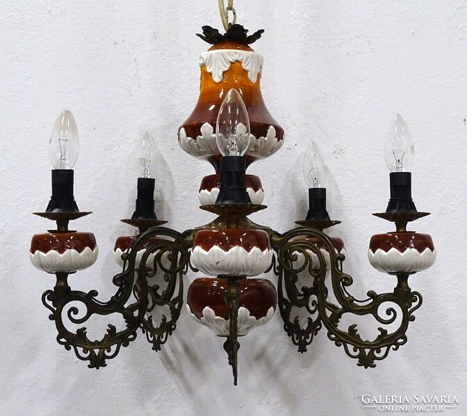 1K396 retro five-arm majolica chandelier 105 x 47 cm