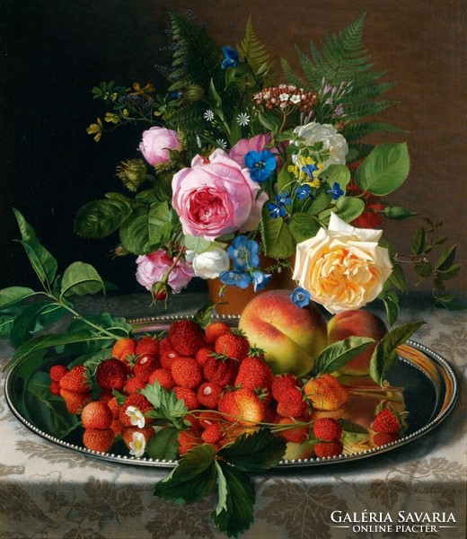 Ottesen - still life with strawberries - blindfold canvas reprint