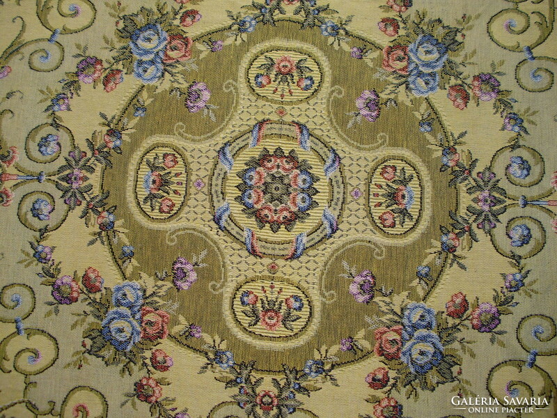 Old folk tablecloth and two bedspreads - three-piece woven set together