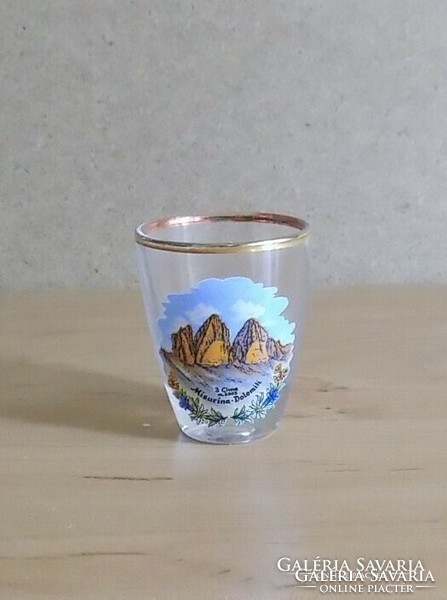 Olaszország Misurina emlék kicsi arany szélű üveg pohár 5 cm (2/p)